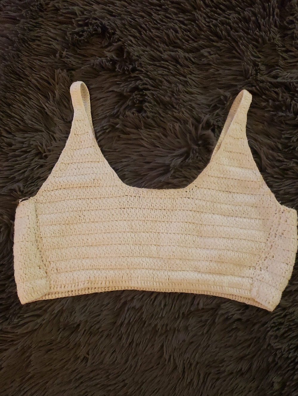 Cream Crochet Tank Crop Top - Women's Knit Bralette